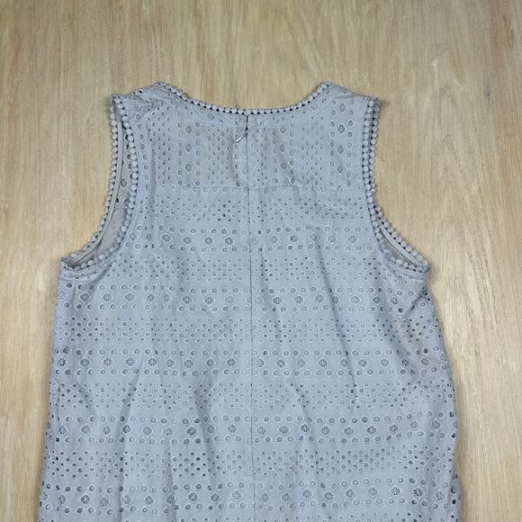 LOFT Blue Eyelet Patterned Cottagecore Boho Sleeveless Sundress Tank Dress 10 - Picture 10 of 12